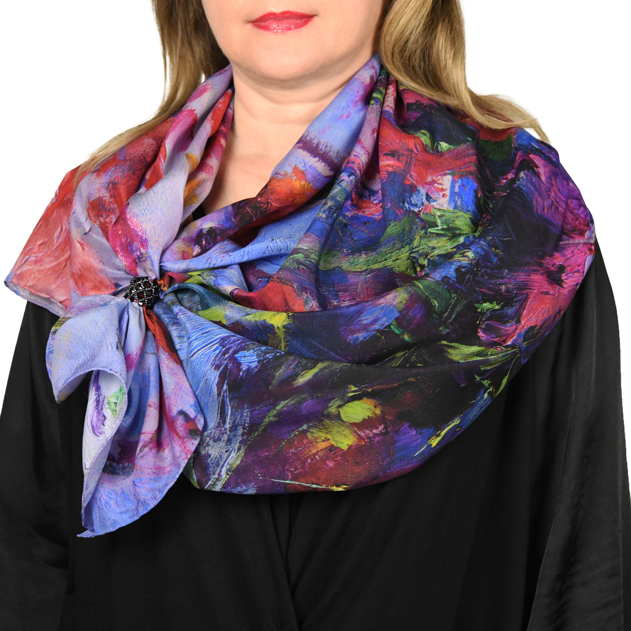 Fefè Napoli - Turquoise Cashmere Silk Elegance Scarf - Scarves and Foulards  - Handmade in Italy - Luxury Exclusive Collection - Avvenice