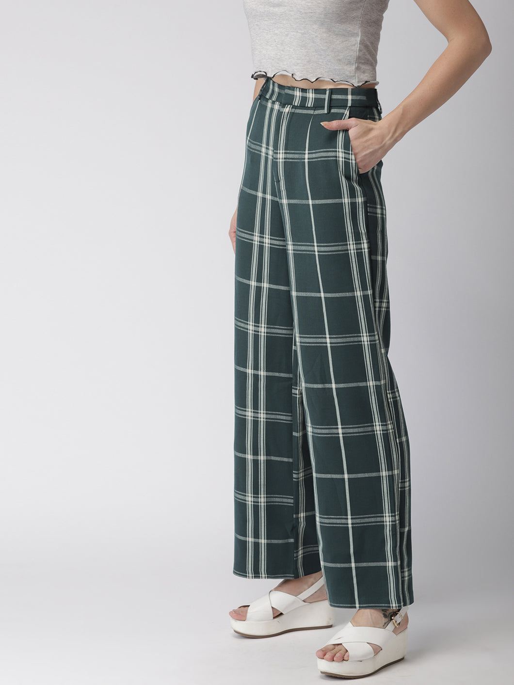 KASSUALLY Trousers and Pants  Buy KASSUALLY Sky Blue High Waist Flared  Parallel Trouser Online  Nykaa Fashion