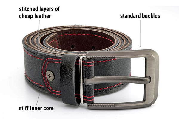 Reinforced concealed carry belts or gun belts with stitching and stainless steel buckle