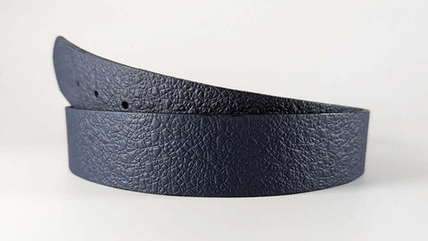 navy blue embossed leather belt for men with an amazing geometric pattern. made by a great company, Obscure Belts