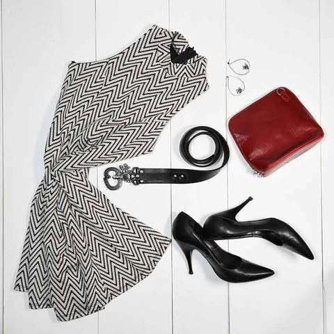 Match the ohm with a dress, cute bag, shoes, and earrings for a complete outfit.