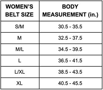 Topic Belt Size Chart