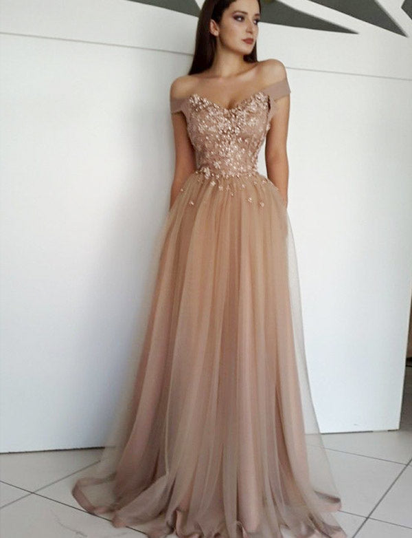 long champagne prom dresses