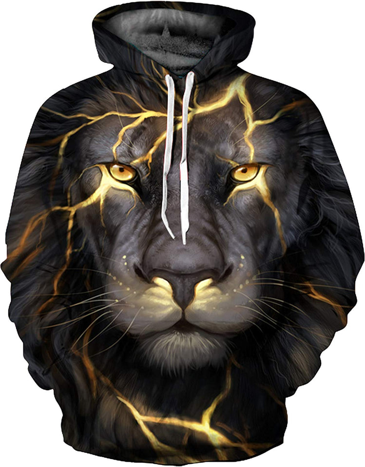 3d lion print hooded sweatshirt