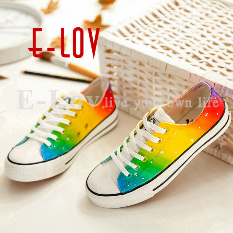 rainbow canvas shoes