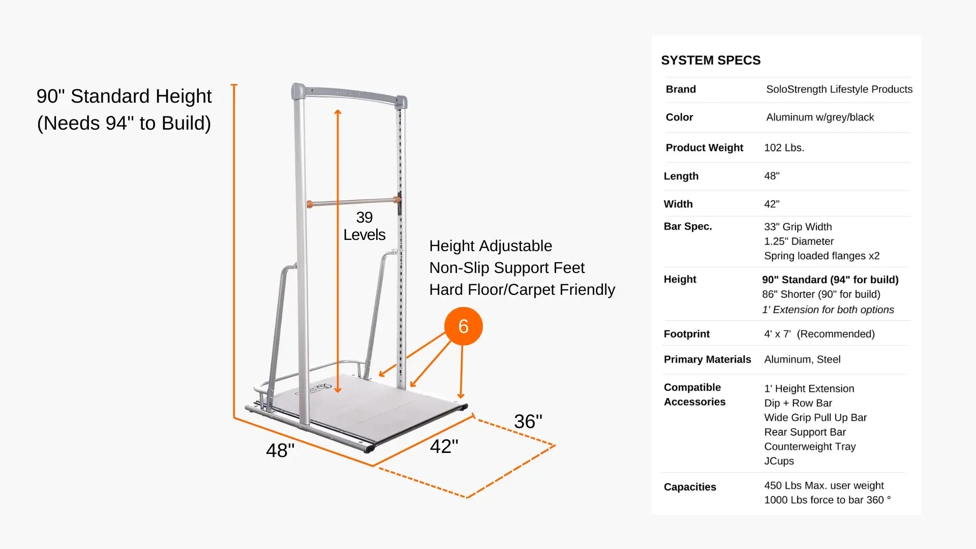 solostrength adjustable height pull up bar dip station bodyweight training exercise functional training equipment