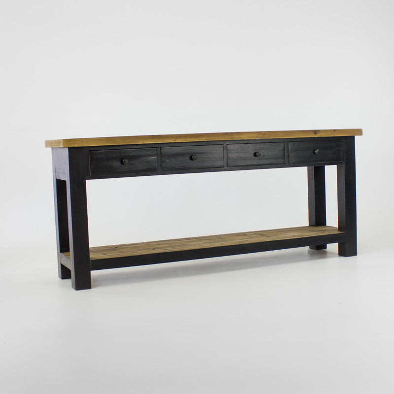 Beach console table with 4 drawers and shelf in black - Eclectic Style