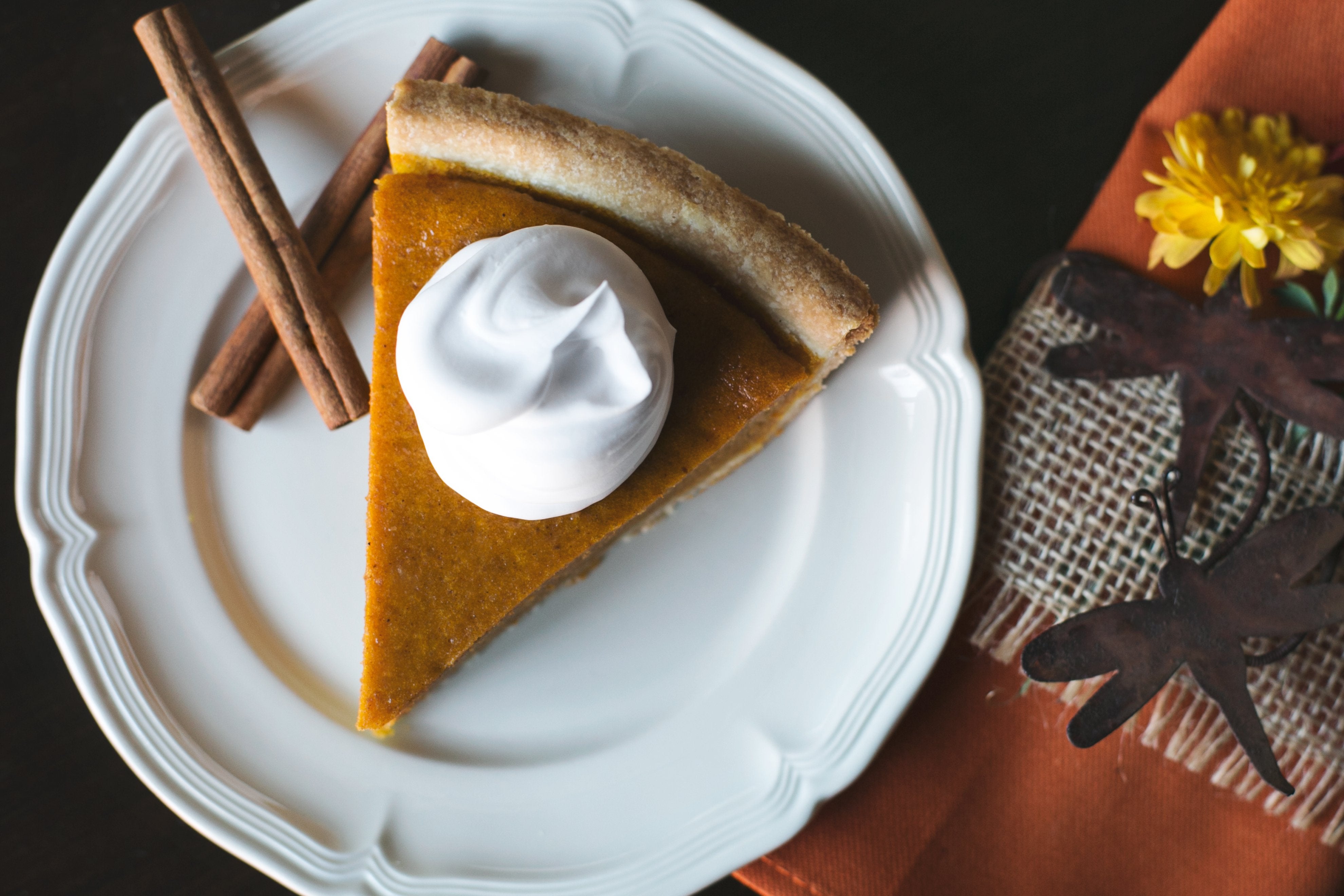 Sliced Pumpkin Pie Flat Lay