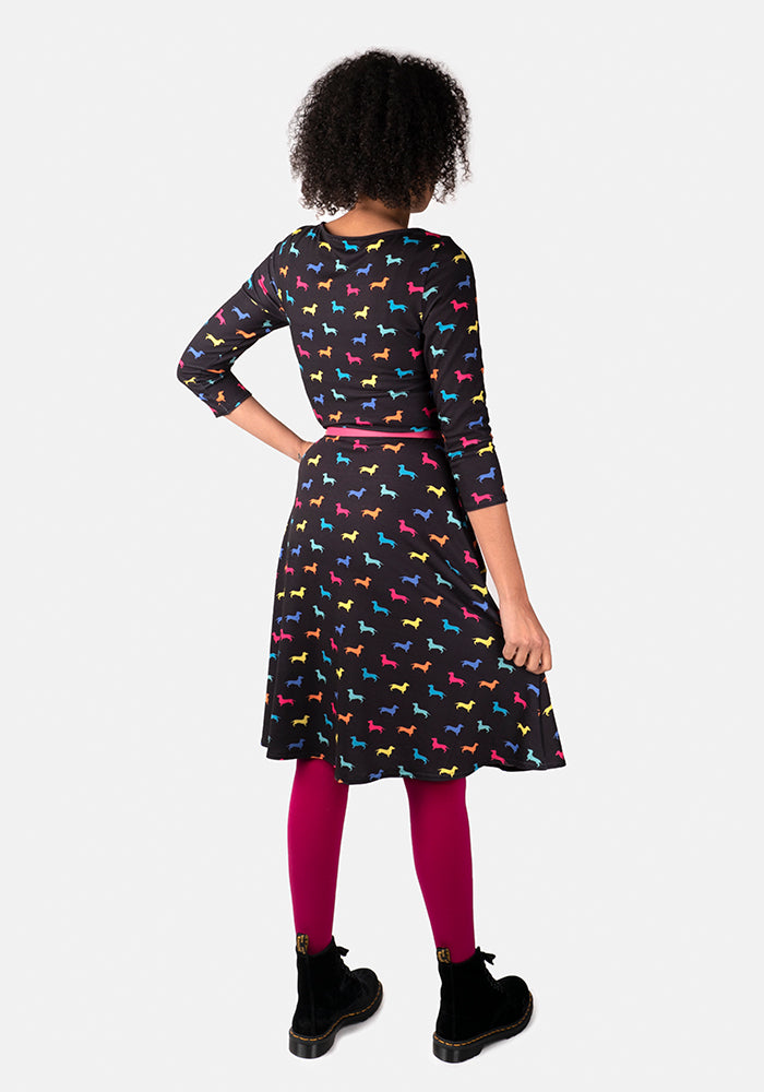 sausage dog print dress