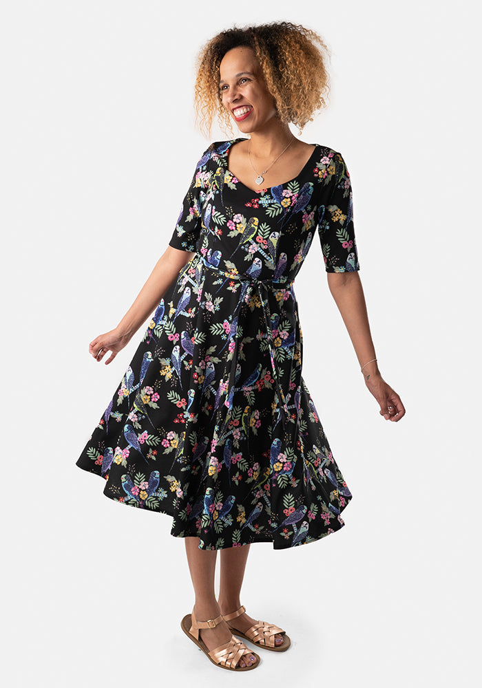 Bryce Budgie Print Swing Dress – Popsy Clothing