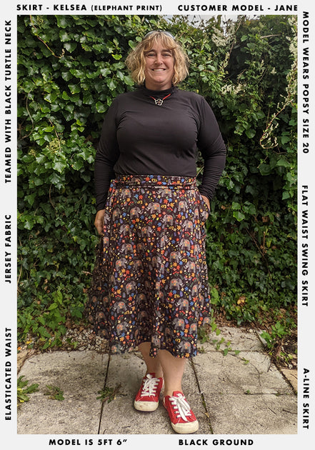 Kelsea Elephant Garden Print A-Line Skirt – Popsy Clothing