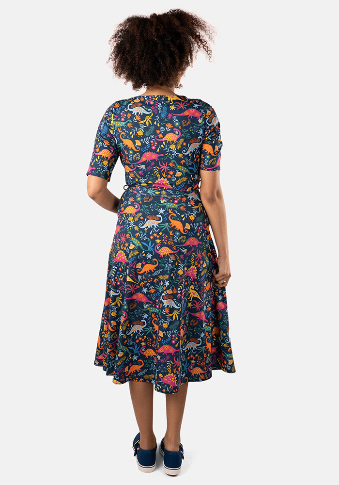 Diplodocus Dinosaur Garden Print Midi Dress – Popsy Clothing