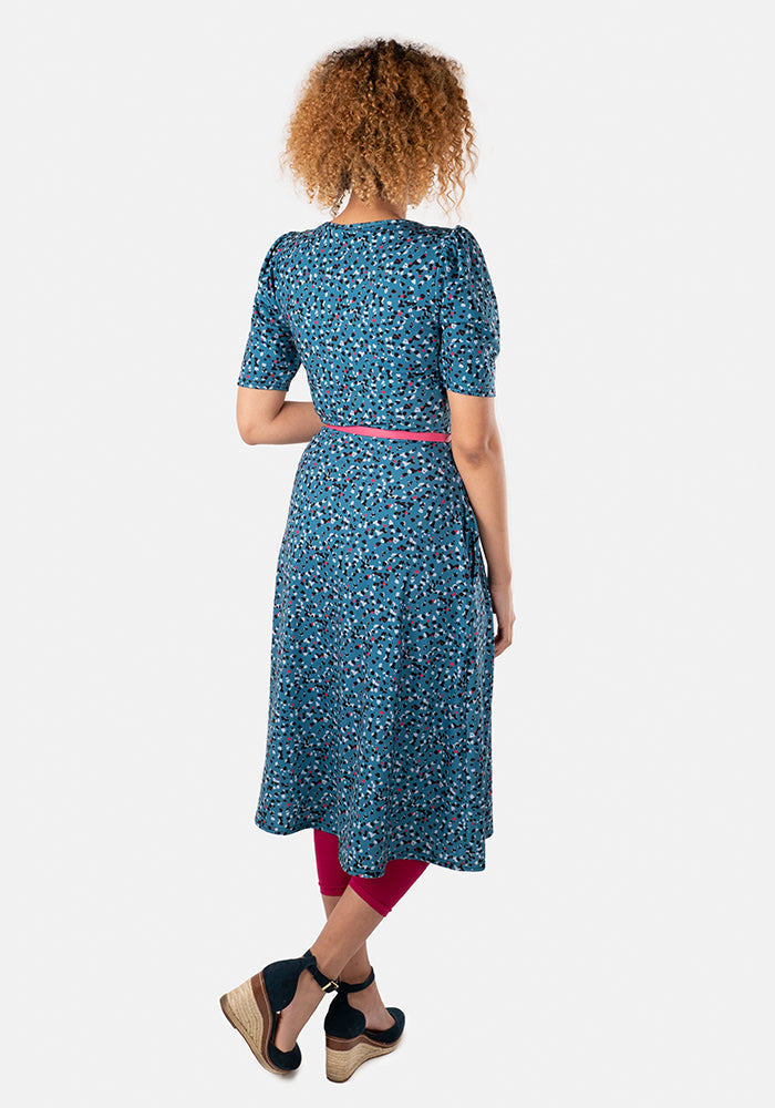 Ellen Blue Confetti Print Midi Dress – Popsy Clothing