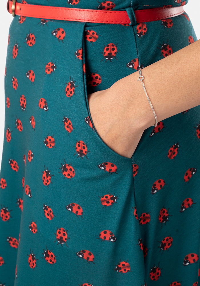 Lady Teal Ladybird Print Midi Dress Popsy Clothing 