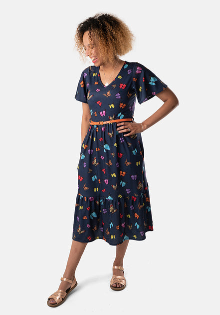 Mariposa Butterfly Print Midi Dress – Popsy Clothing