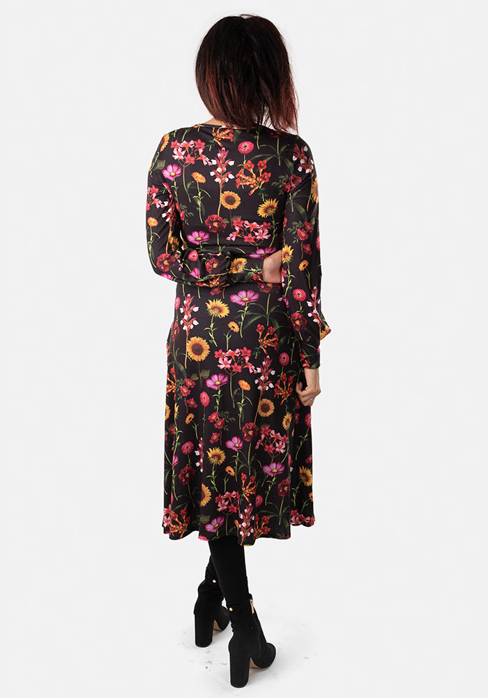 Yvette Winter Sunflower Print Midi Dress – Popsy Clothing