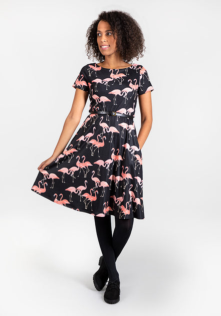 Flamingo Dress | Kate Flamingo Print Dress – Popsy Clothing