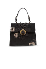 Floral Top Handle Embroidered Bag