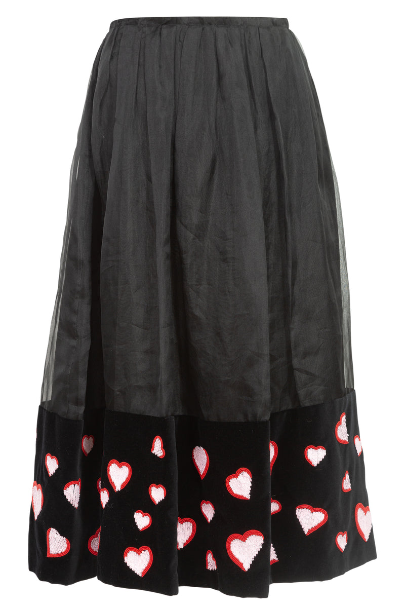 x D. Porthault Heart Trimmed Skirt