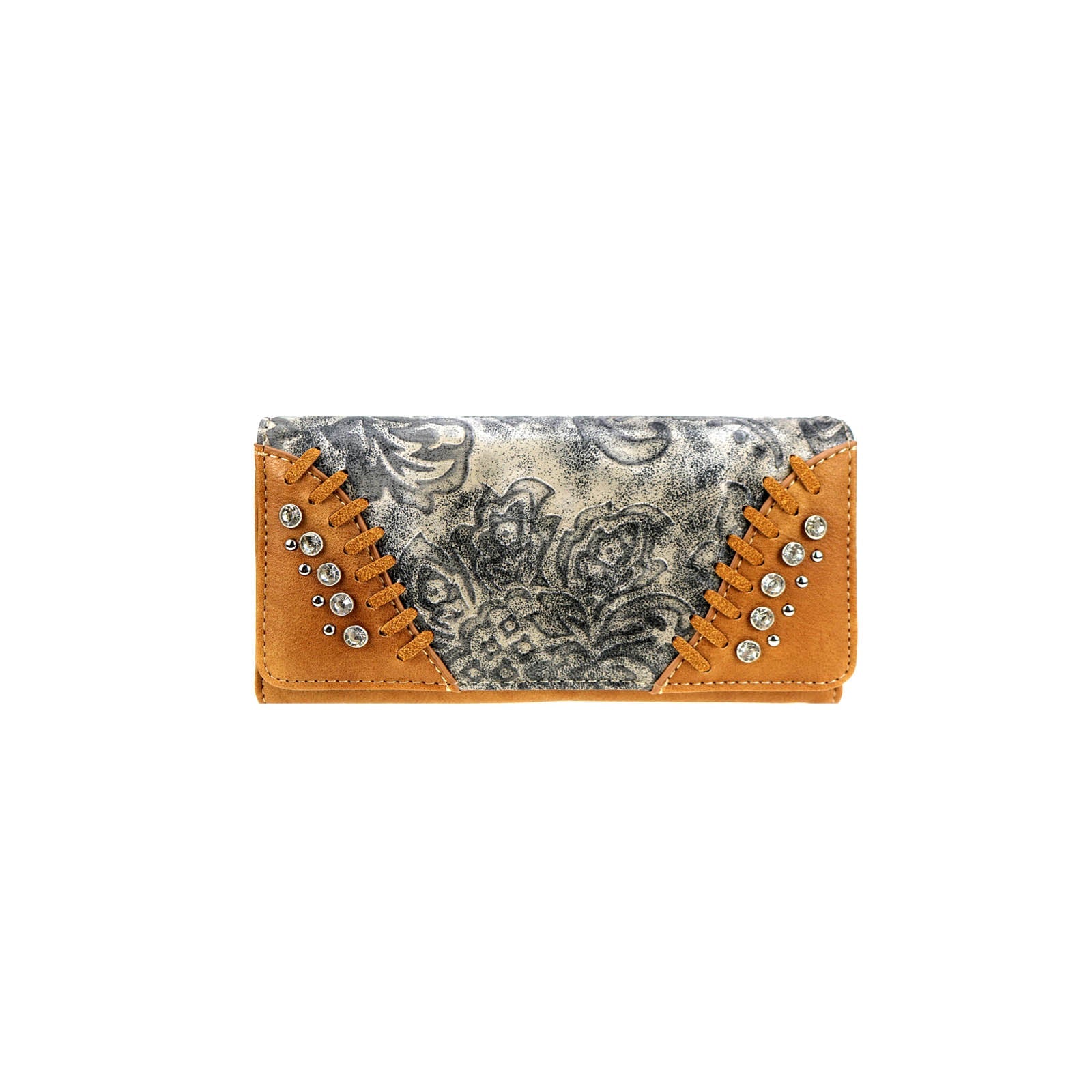 CLBW2-2724 American Bling Brown Studded Wallet/Wristlet