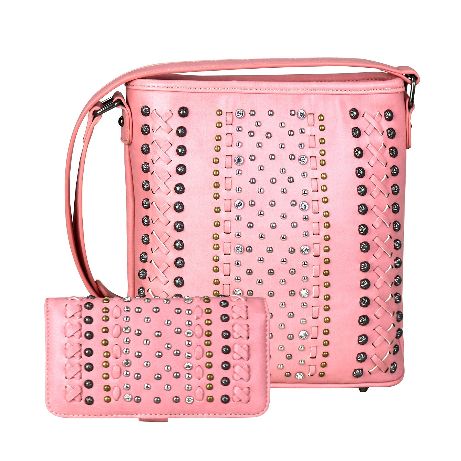 ABM-G2209 American Bling Studded Bling Crossbody and Wallet Set