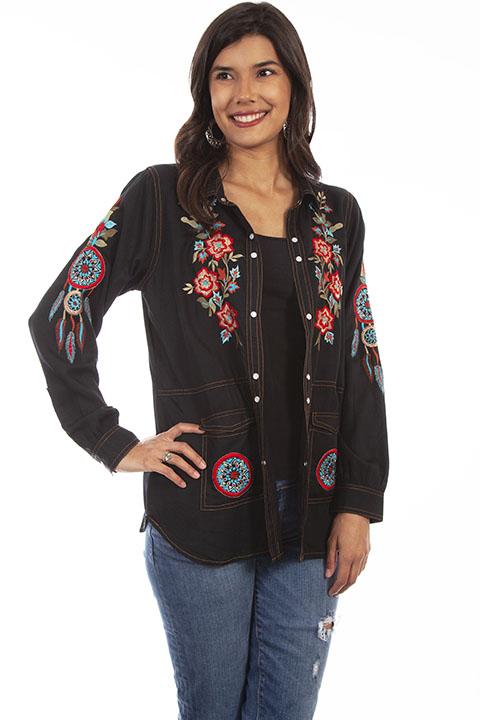 Honey Creek Ladies Shirt Jacket with Dreamweaver Embroideries-HC 629