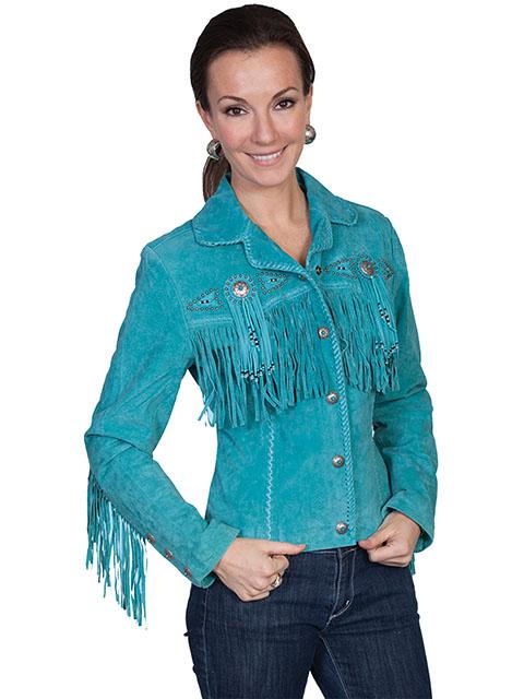 Scully Western Fringe Jacket with Old West Conchos and Beaded Trim-L15