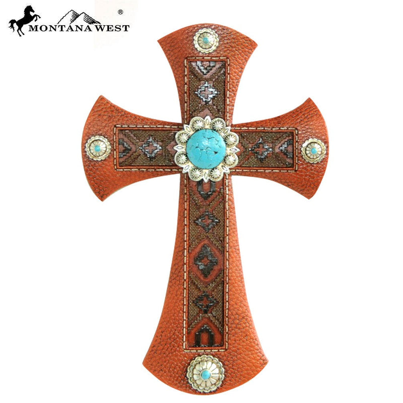 RSD-1619 Montana West Brown Aztec Resin Texture Wall Cross 11