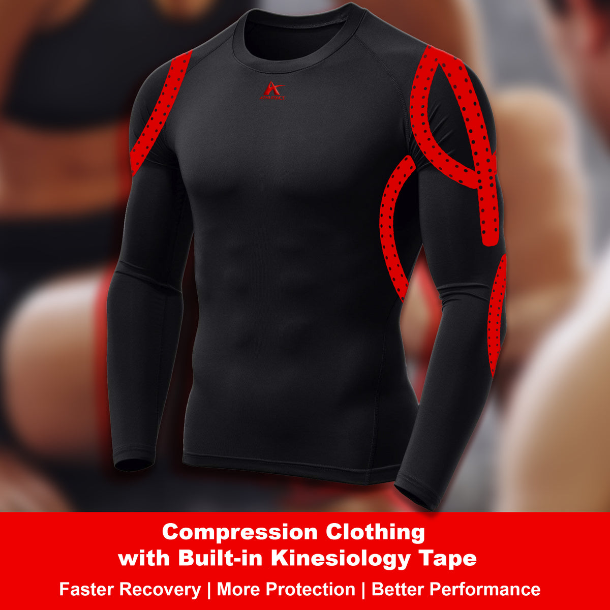 Compression Longsleeve Shirt with Built-in Kinesiology Tape - Performa ...