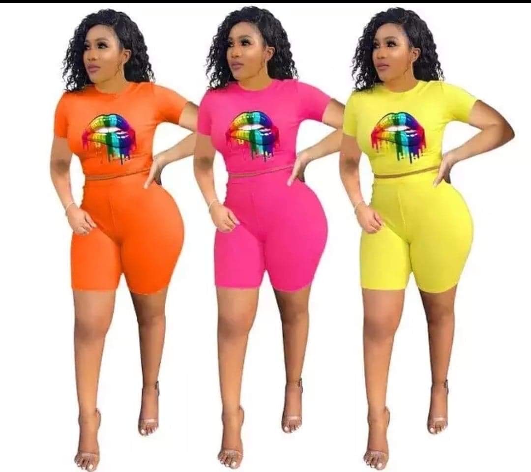 two piece biker short set plus size