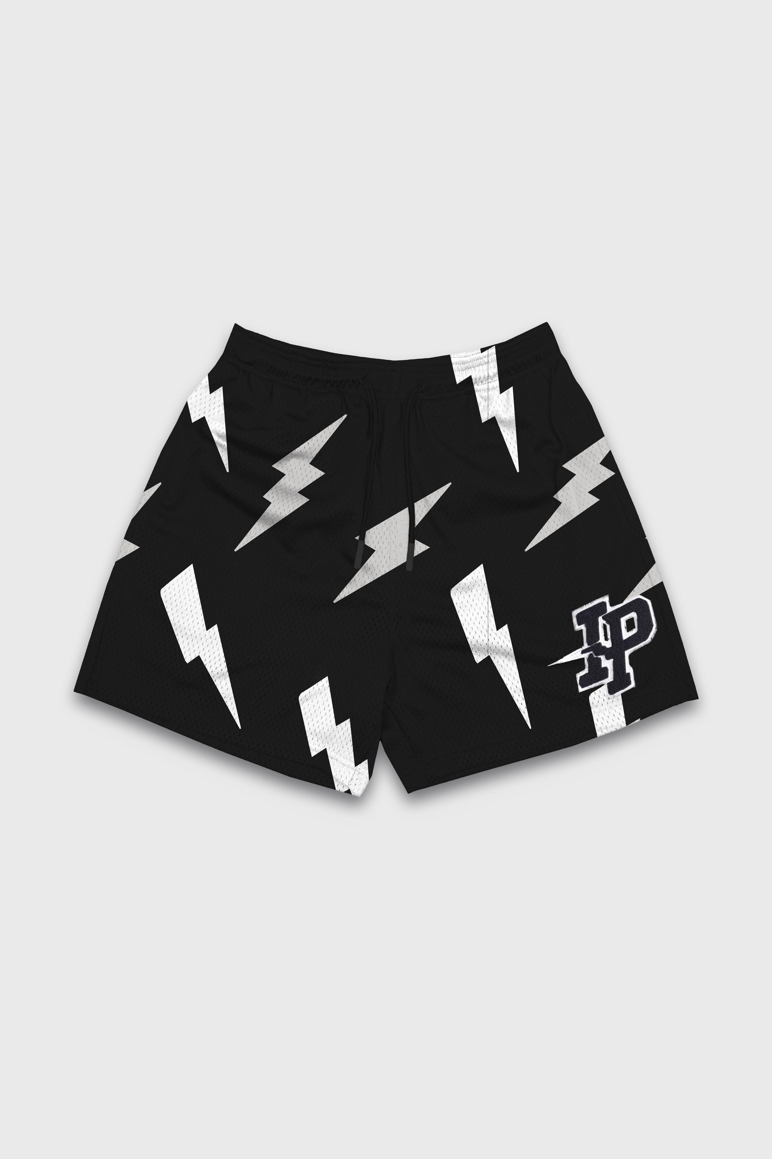 Men's Graphic Mesh Shorts - Red Lightning