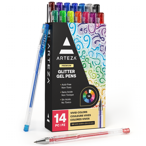 Glitter Gel Pens, Set of 12 Professional Artist Quality Pens, Best Gel Pen  Colors with Comfort Grip, Enhance Your Adult Coloring Book Experience Now!  Acid Free, Perfect Gift Idea!