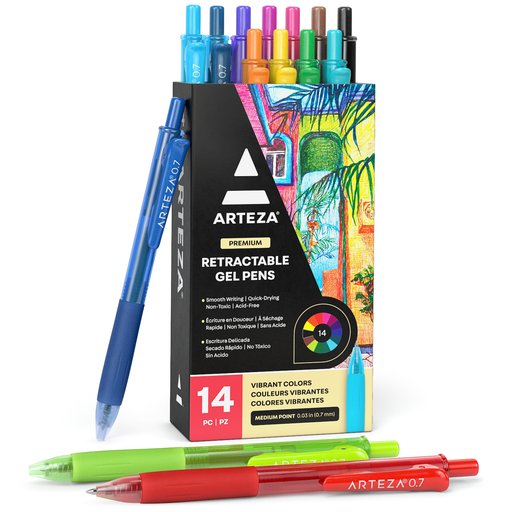 Premium Ink Gel Pens Set With Case Includes 96 Artist Quality Coloring Pens:  24 Glitter, 12 Metallic, and 12 Neon Plus 48 Matching Refills for 96 Total  Pens 