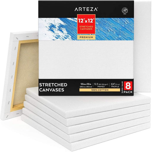 Paint Canvases for Painting, 4 Pack, 8 x 12 inches, Oval Blank Canvas Bulk,  100% Cotton Stretched Canvas, 8 oz Gesso-Primed
