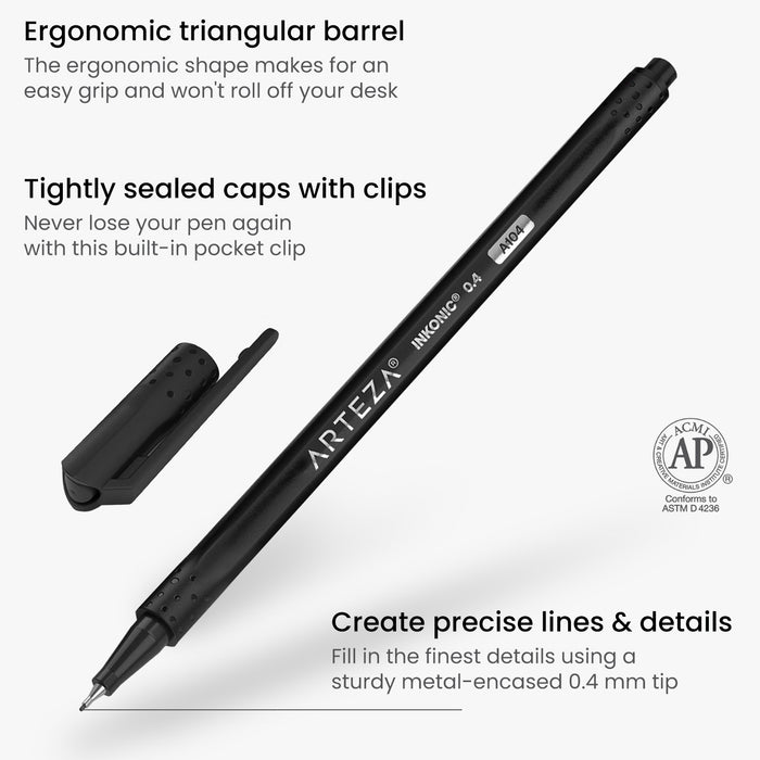 Fineliner Pens, Black - Pack of 12 — Arteza.co.uk