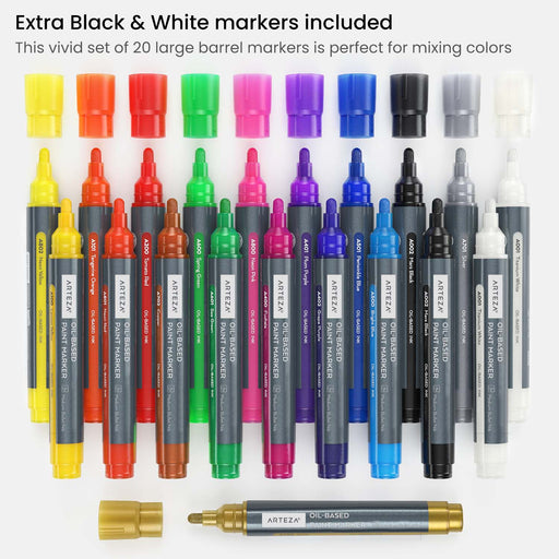 Acrylic Markers, Black & White, Fine Nib - Set of 20 –