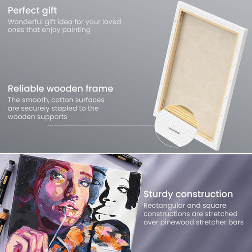 11x14 Canvas Bundle - Pack of 5 Canvas for Painting and Magnetic Wood  Hanger Frame