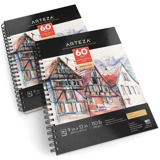 ARTEZA Drawing Pad 8 x 10 Inches, Pack of 1, 50 Pages, Spiral-Bound Sketch  Pad with Durable 80-lb Paper Pad, Art Supplies for Students & Adults