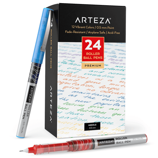 ARTEZA Inkonic Fineliners Fine Point Pens, Set of 24 Fine Tip Markers with  Color Numbers, 0.4mm Tips, Ergonomic Barrels, Brilliant Assorted Colors for  Coloring, Drawing & Detailing