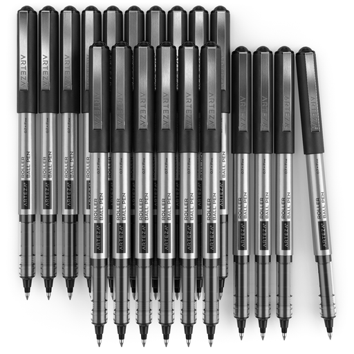 Roller Ball Pens, Black, 0.7mm Fine Nib - Pack of 40 —