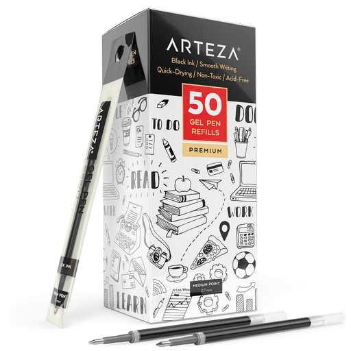 Arteza Inkonic Fineliner Pens, Black - Pack of 12