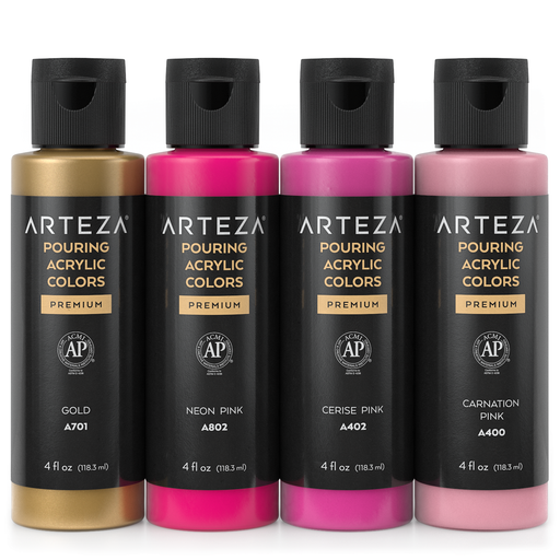 Pouring Acrylic Paint, Orchid Tones - Set of 4 by Arteza