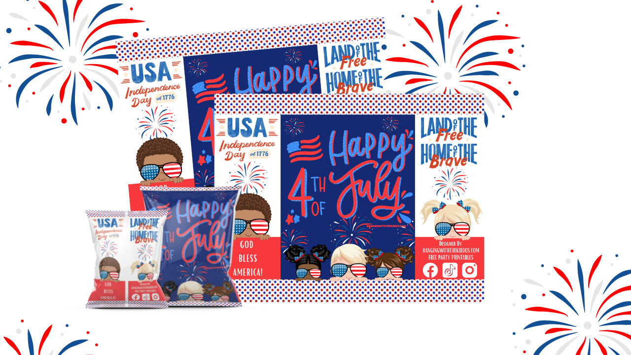 Free 4th of July Printable Chip Bag Template