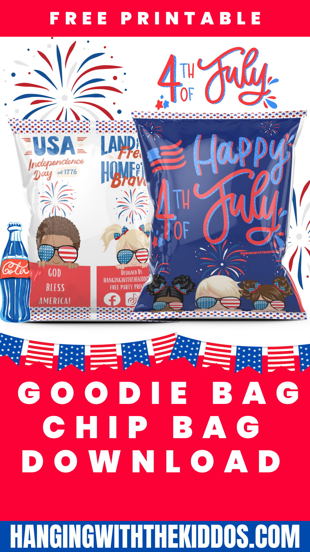 Free 4th of July Printable Chip Bag Template