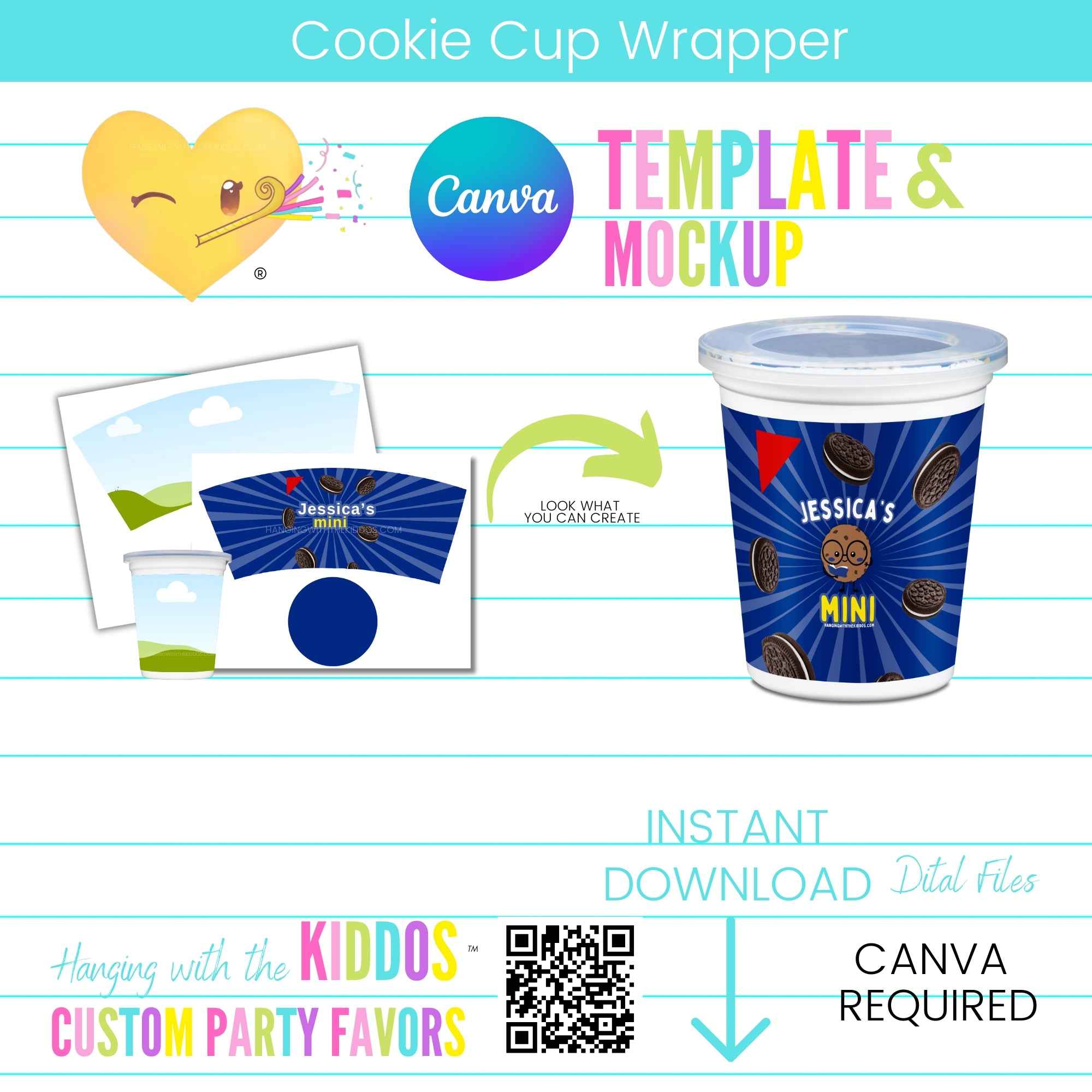 Cookie Cup Wrapper – Editable Canva Template & Mockup