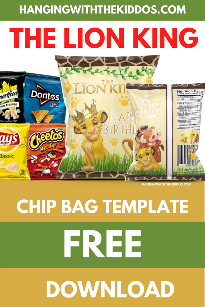 FREE LION KING PARTY PRINTABLE CHIP BAG TEMPLATE