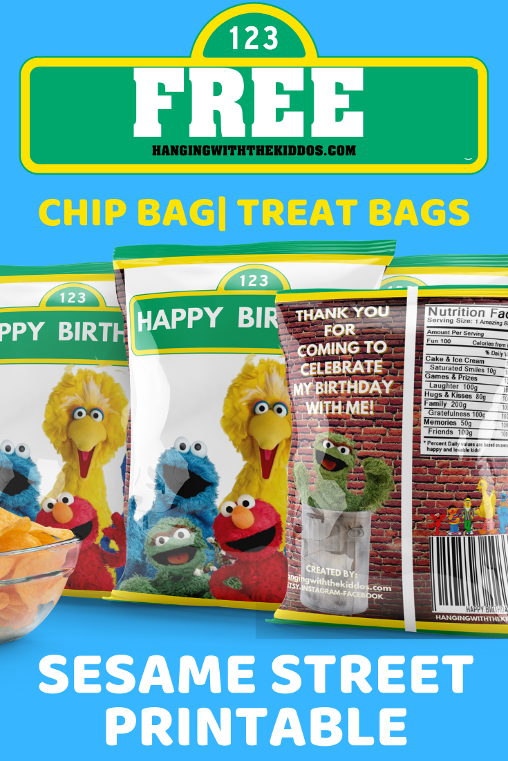 free sesame street party printable chip bag template hanging with the kiddos