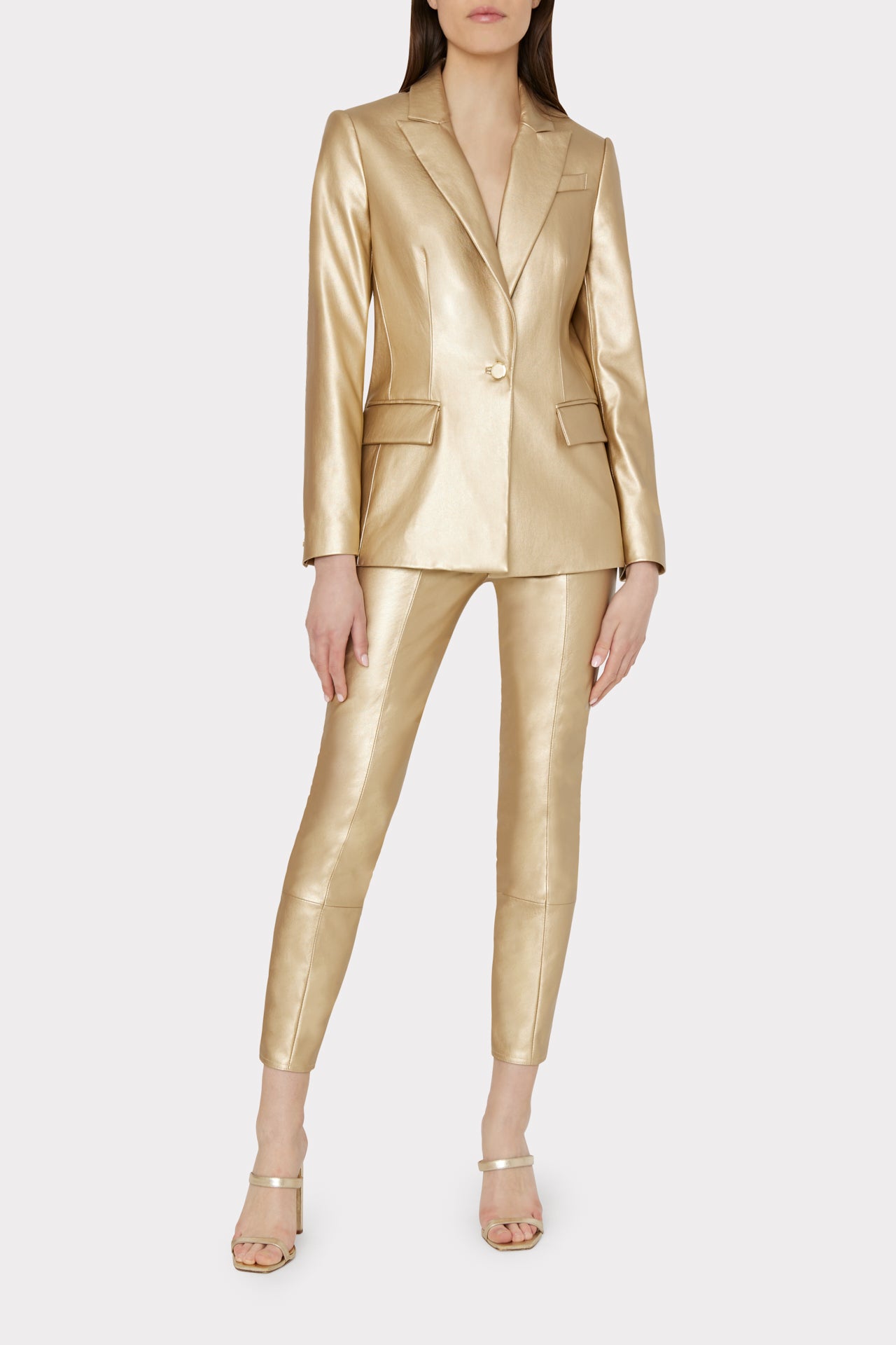 Rue Vegan Leather Pants in Gold | MILLY