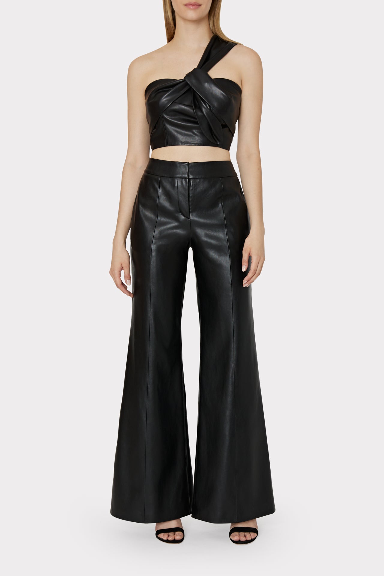 Vegan Leather Top in Black - MILLY in Black