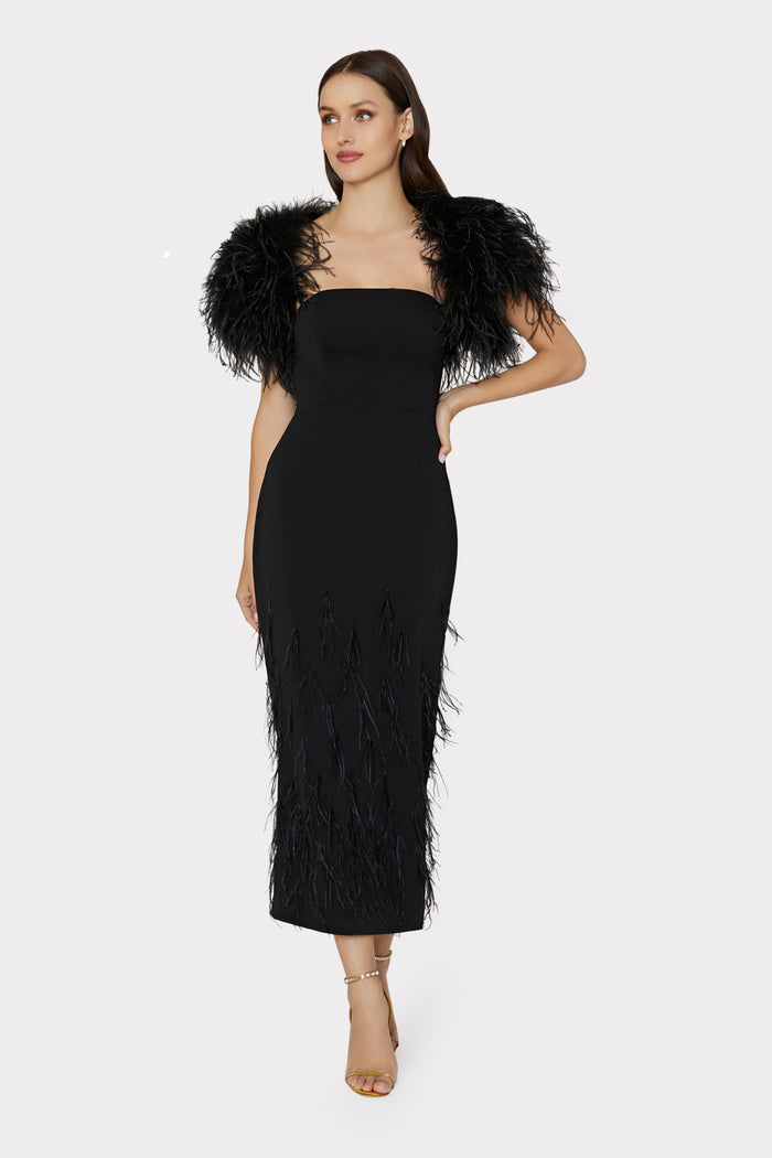 Milly Women's Rosette Feather-Trim Minidress - Black - Size Small